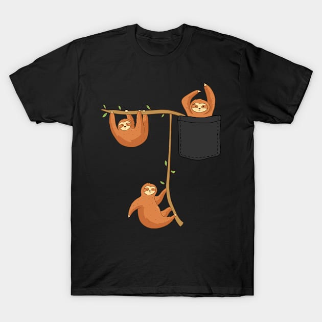 Happy Sloth Family Animal Gift T-Shirt by 2blackcherries